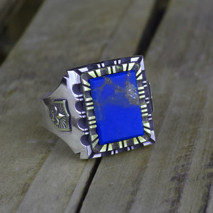 Gemstone Mexican Biker Ring (Lapis lazuli)