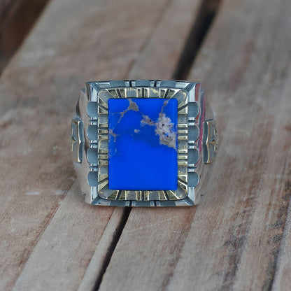 Gemstone Mexican Biker Ring (Lapis lazuli)